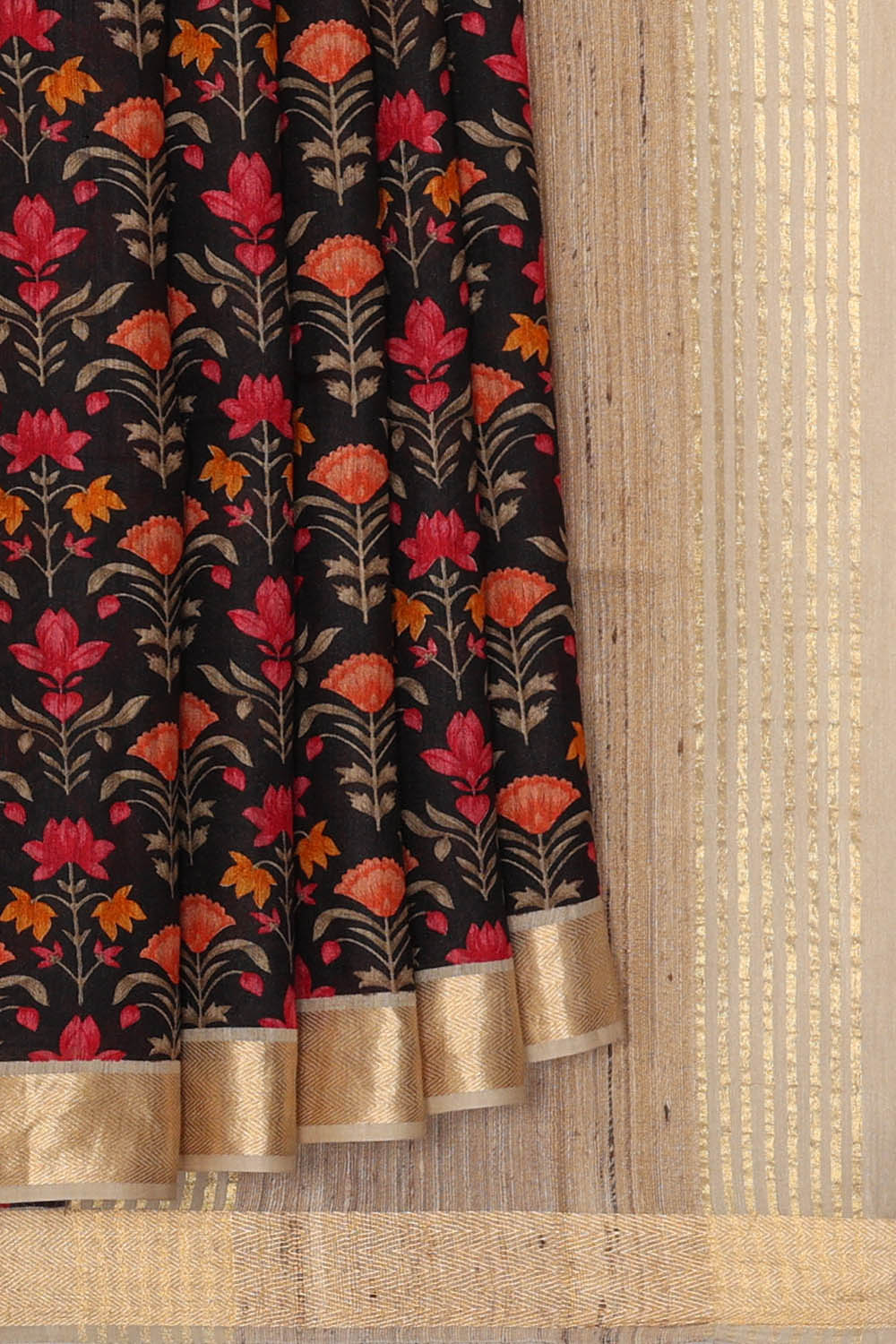 Image of Black Desi Tussar Silk Saree