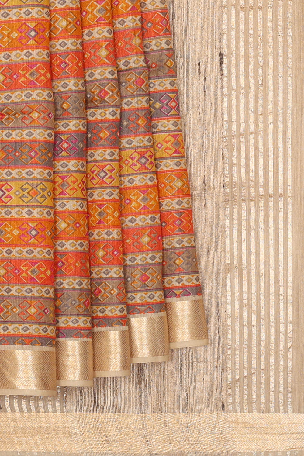 Image of Multi-Coloured Desi Tussar Silk Saree
