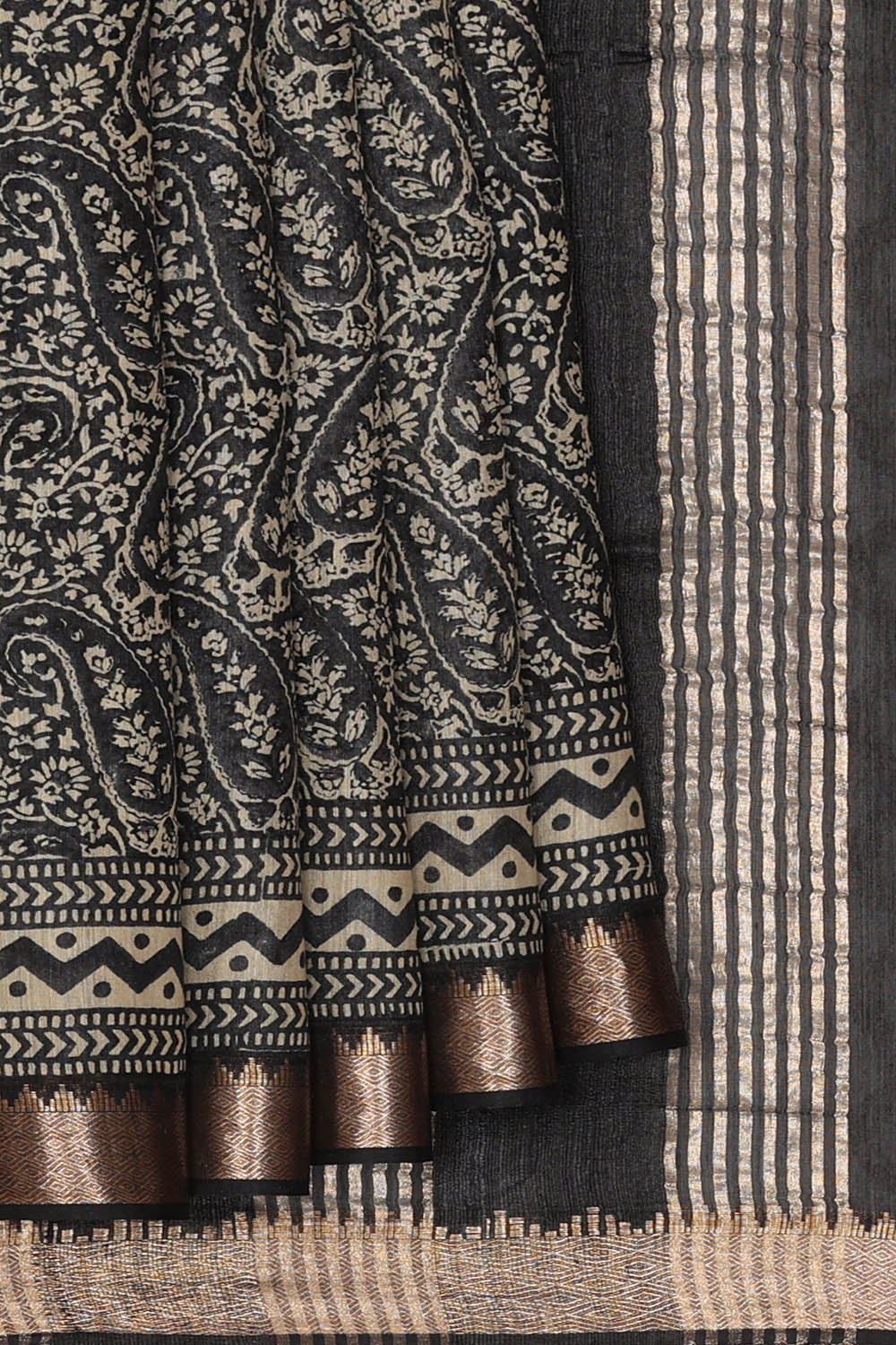 Image of Black Desi Tussar Silk Saree