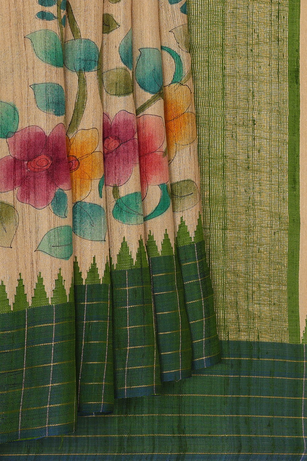 Image of Beige Dupion Silk Saree