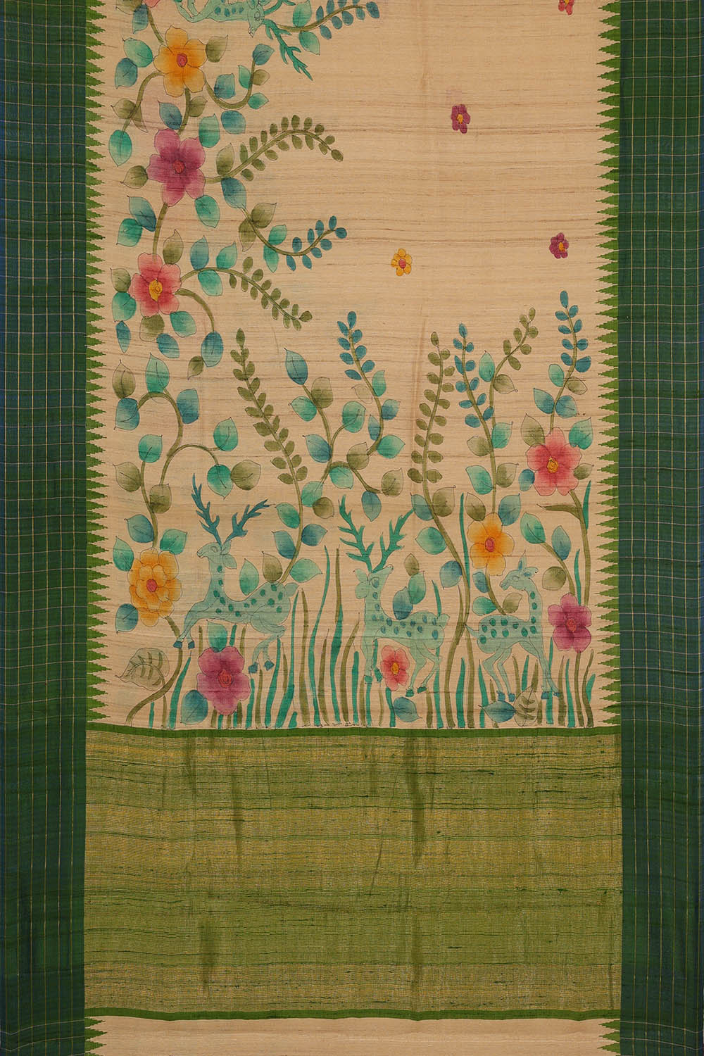 Image of Beige Dupion Silk Saree