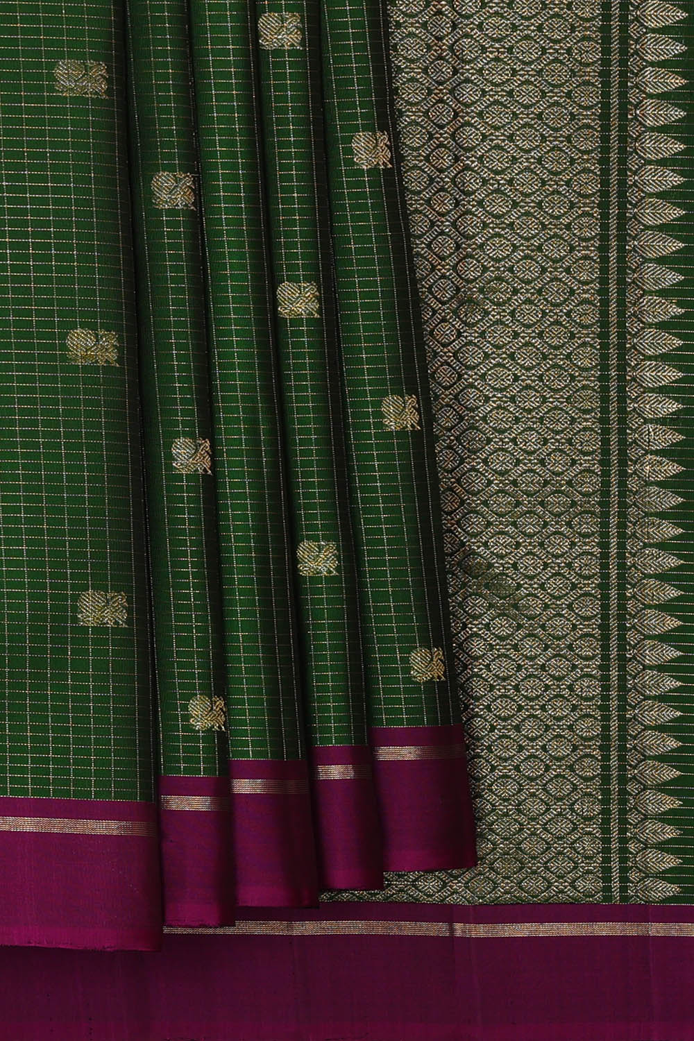 Image of Bottle-Green Arani Silk Saree