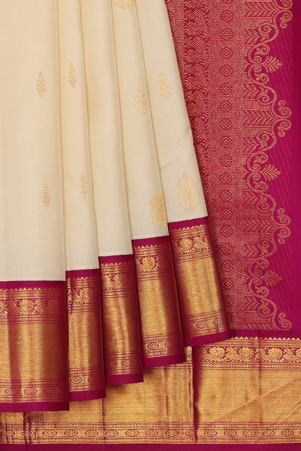 Image of Off-White Arani Silk Saree