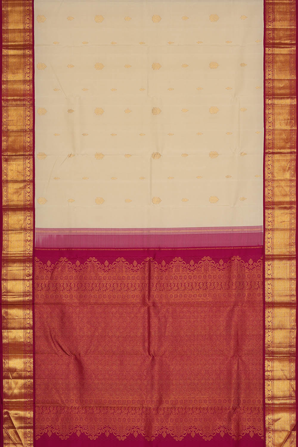 Image of Off-White Arani Silk Saree