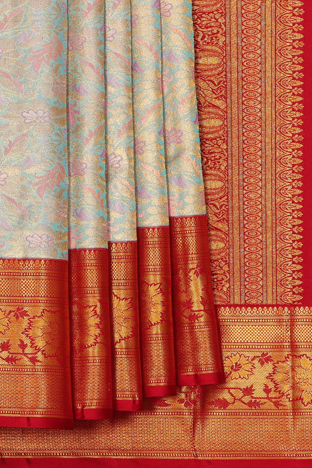 Image of Pastel-Blue Kanchipattu Brocade Saree