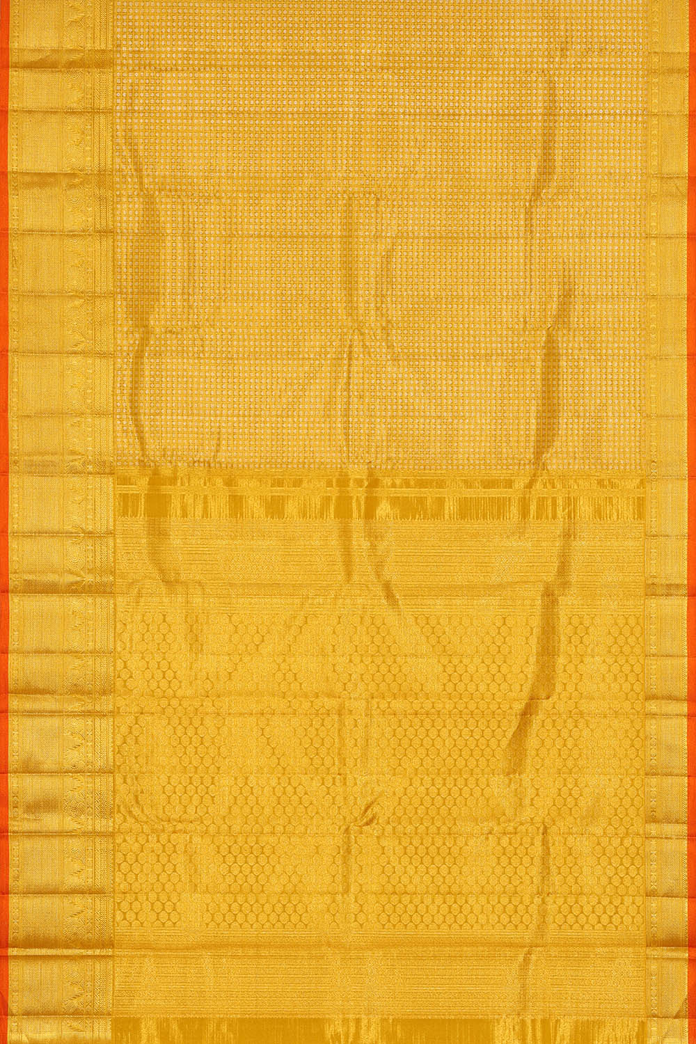 Image of Gold Kanchipattu Tissue Brocade Kattam Saree