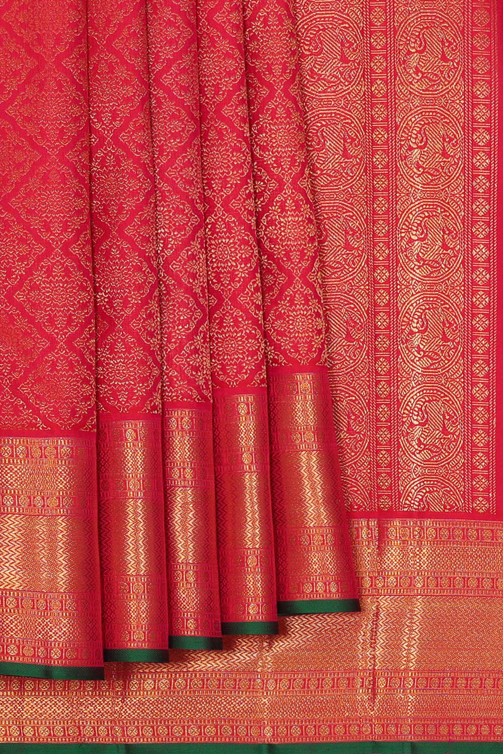 Image of Red South Silk Brocade Saree
