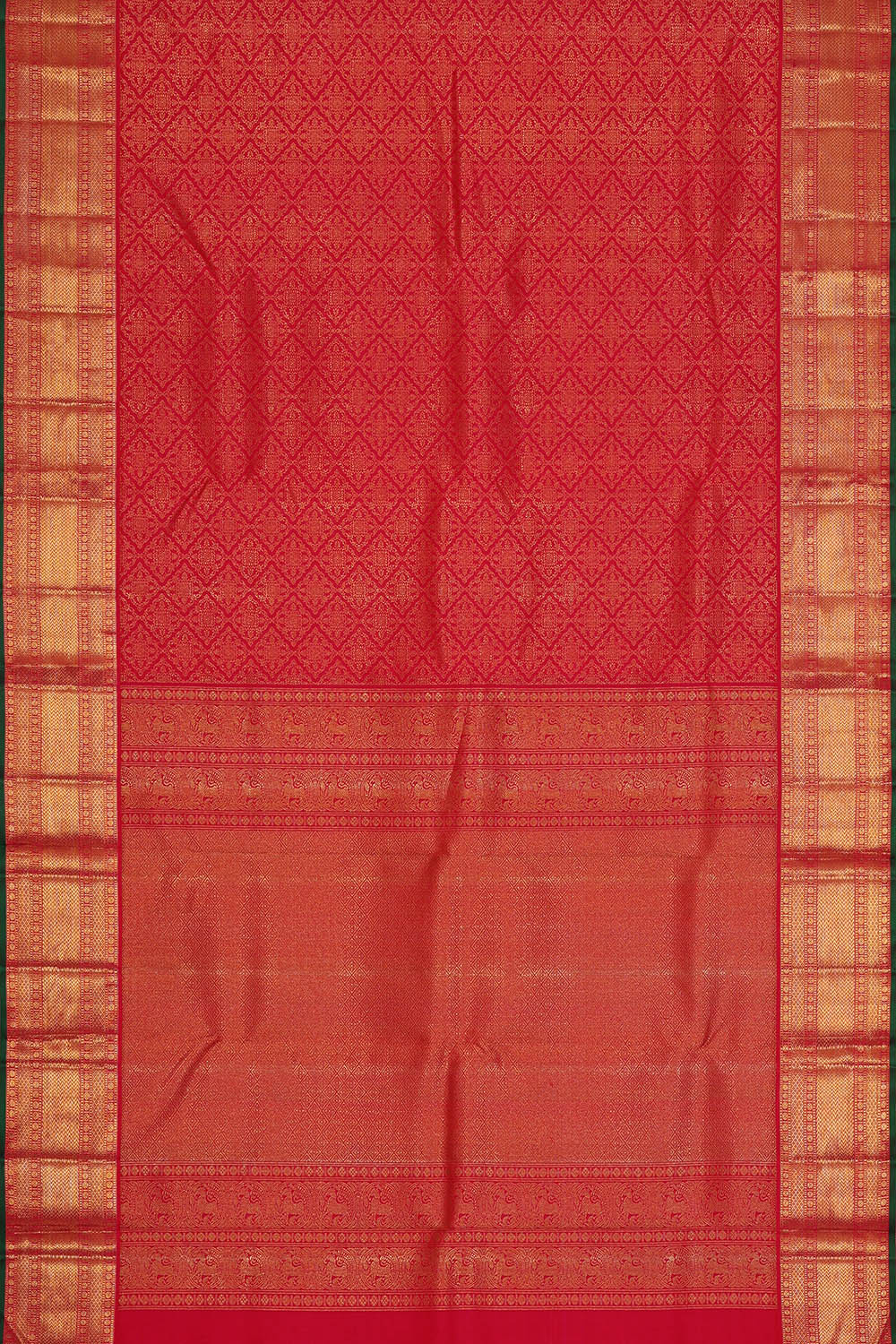 Image of Red South Silk Brocade Saree