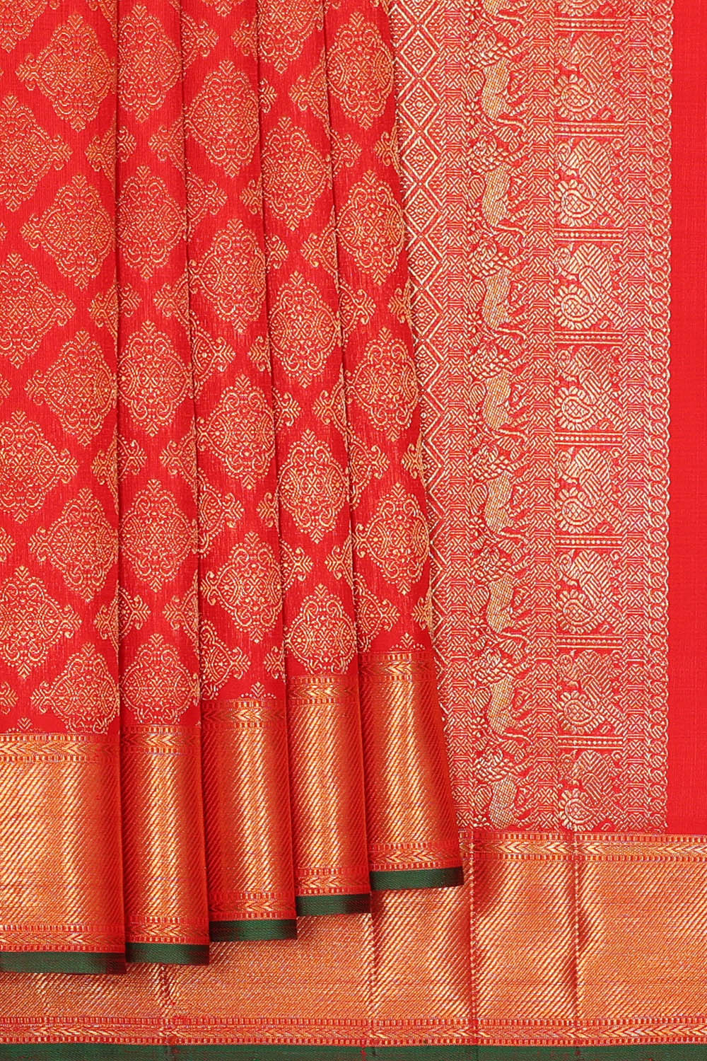 Image of Red Kanchipattu Brocade Saree