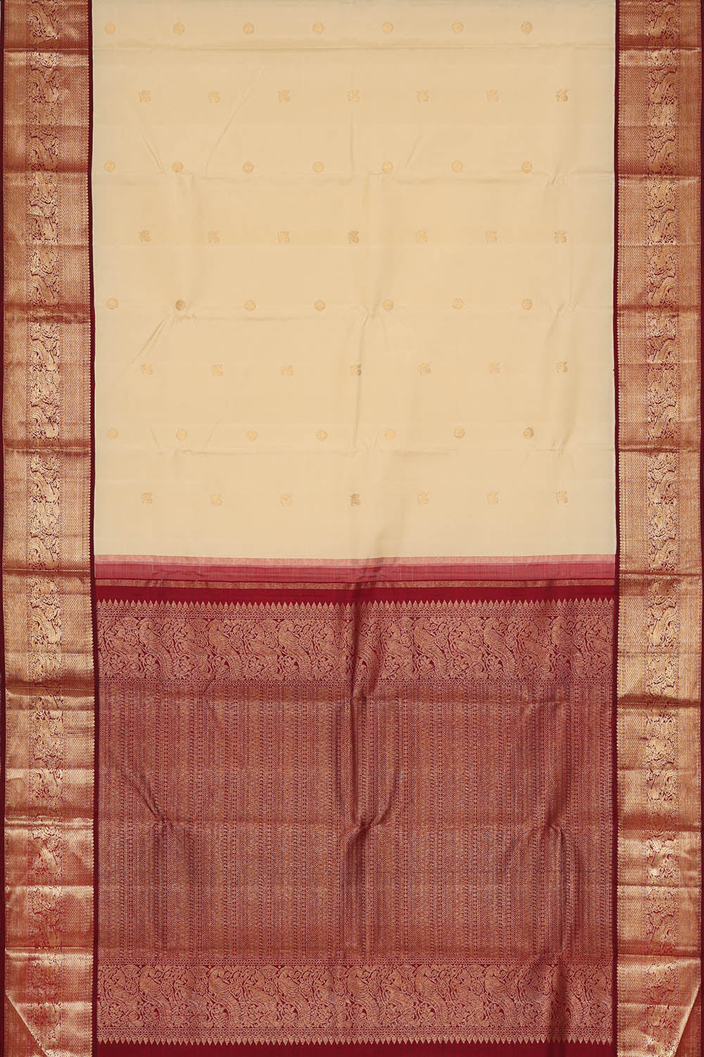 Image of Off-White Arani Silk Saree