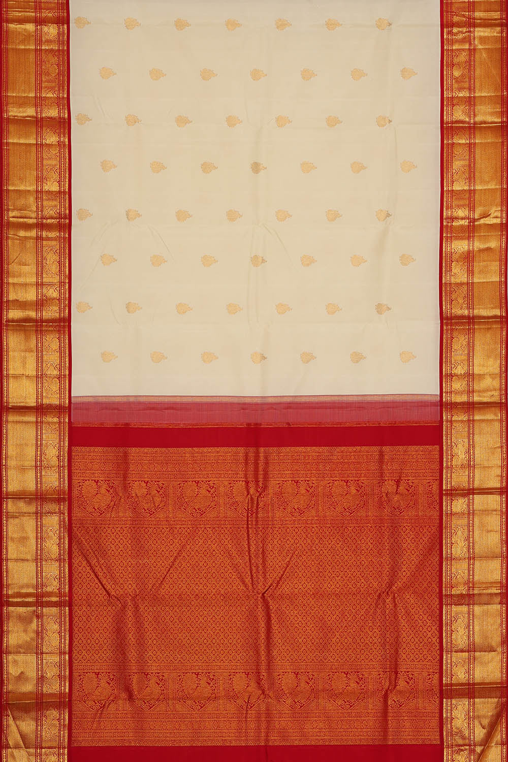 Image of White Arani Silk Saree
