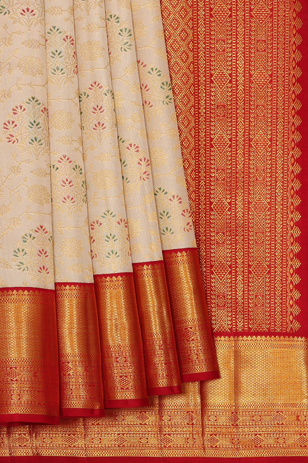 Image of Off-White Arani Silk Saree