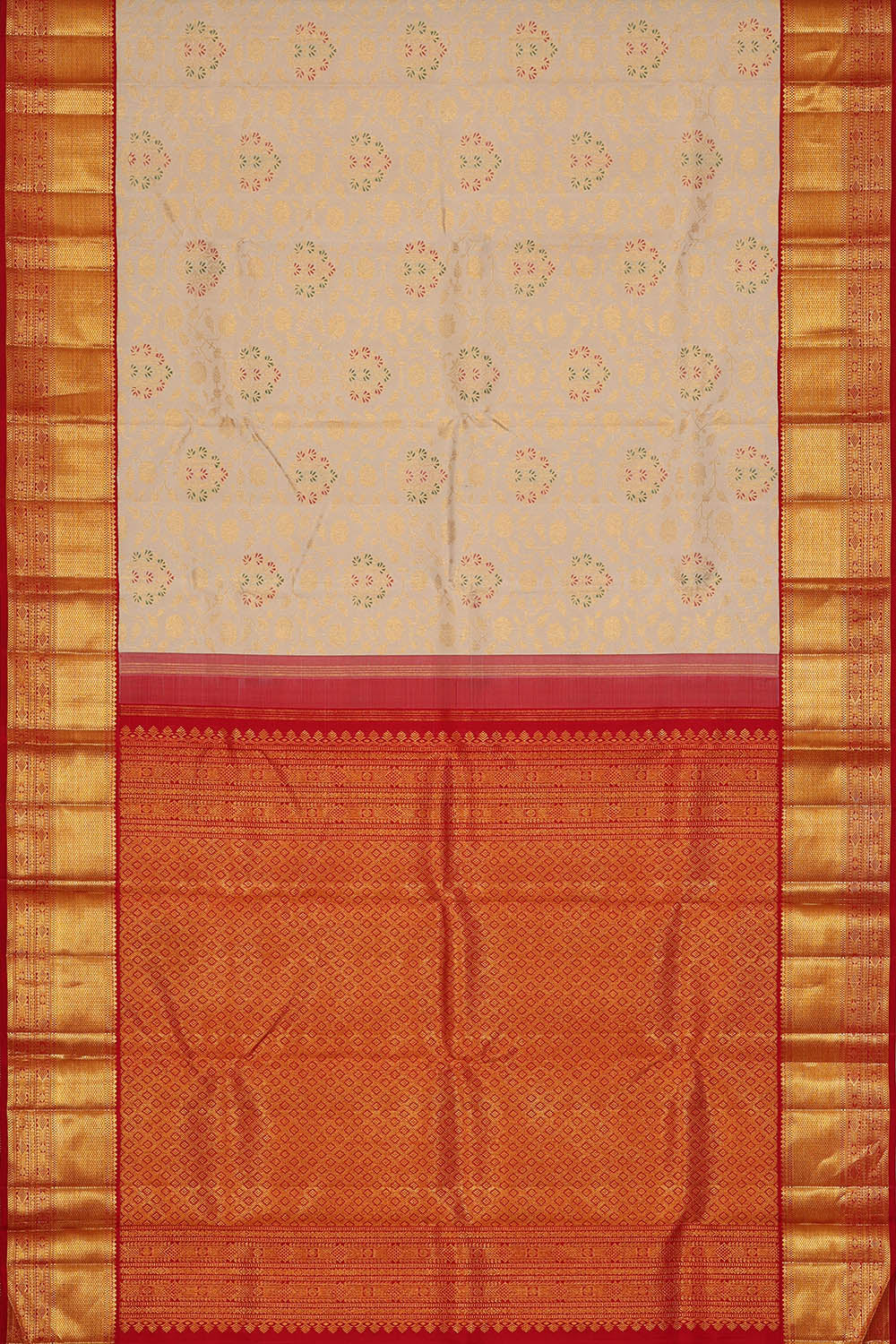 Image of Off-White Arani Silk Saree