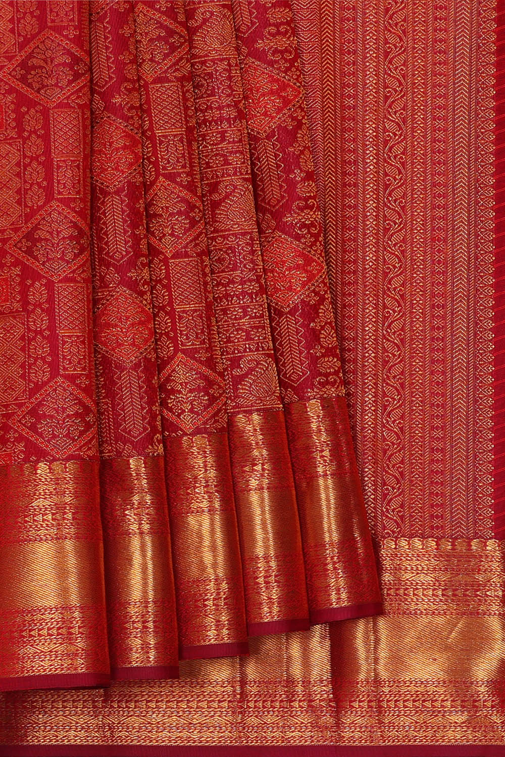 Image of Red Kanchipattu Brocade Saree