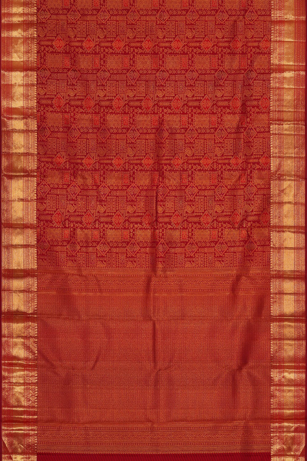 Image of Red Kanchipattu Brocade Saree