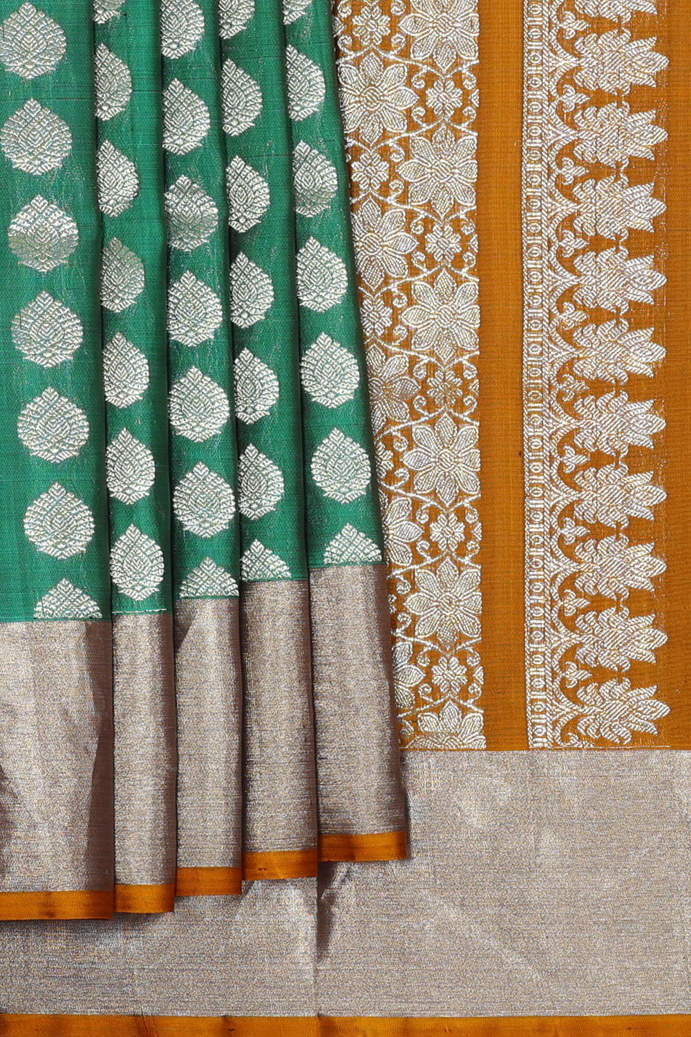 Image of Teal-Green Venkatagiri Silk Saree