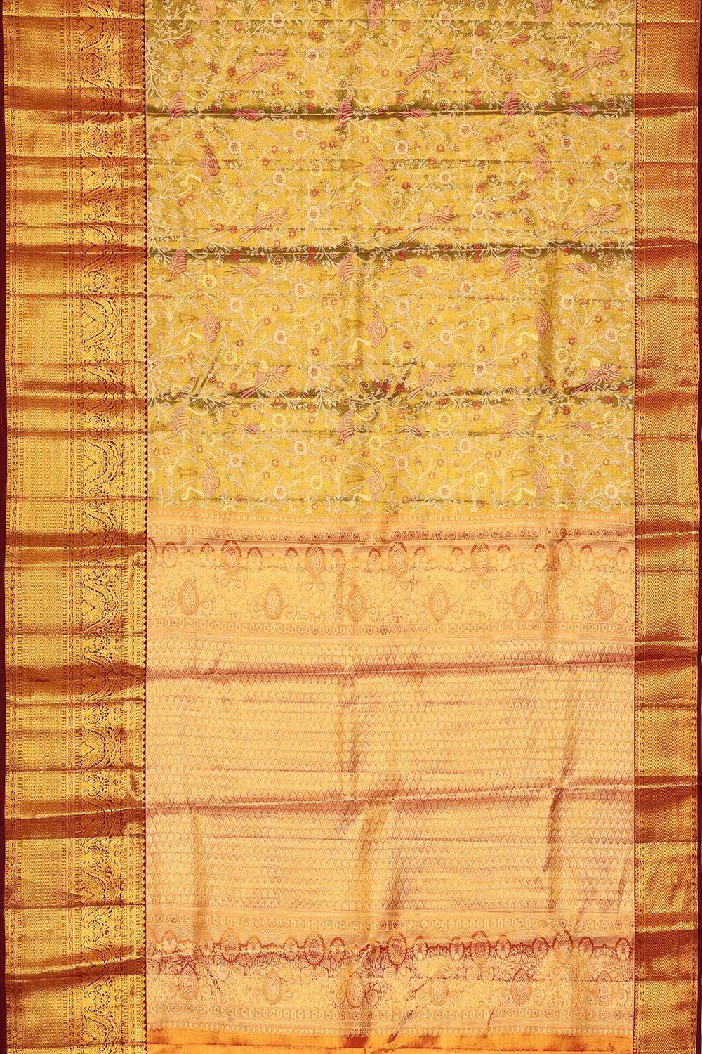 Image of Kanchipattu Green Tissue Brocade Saree