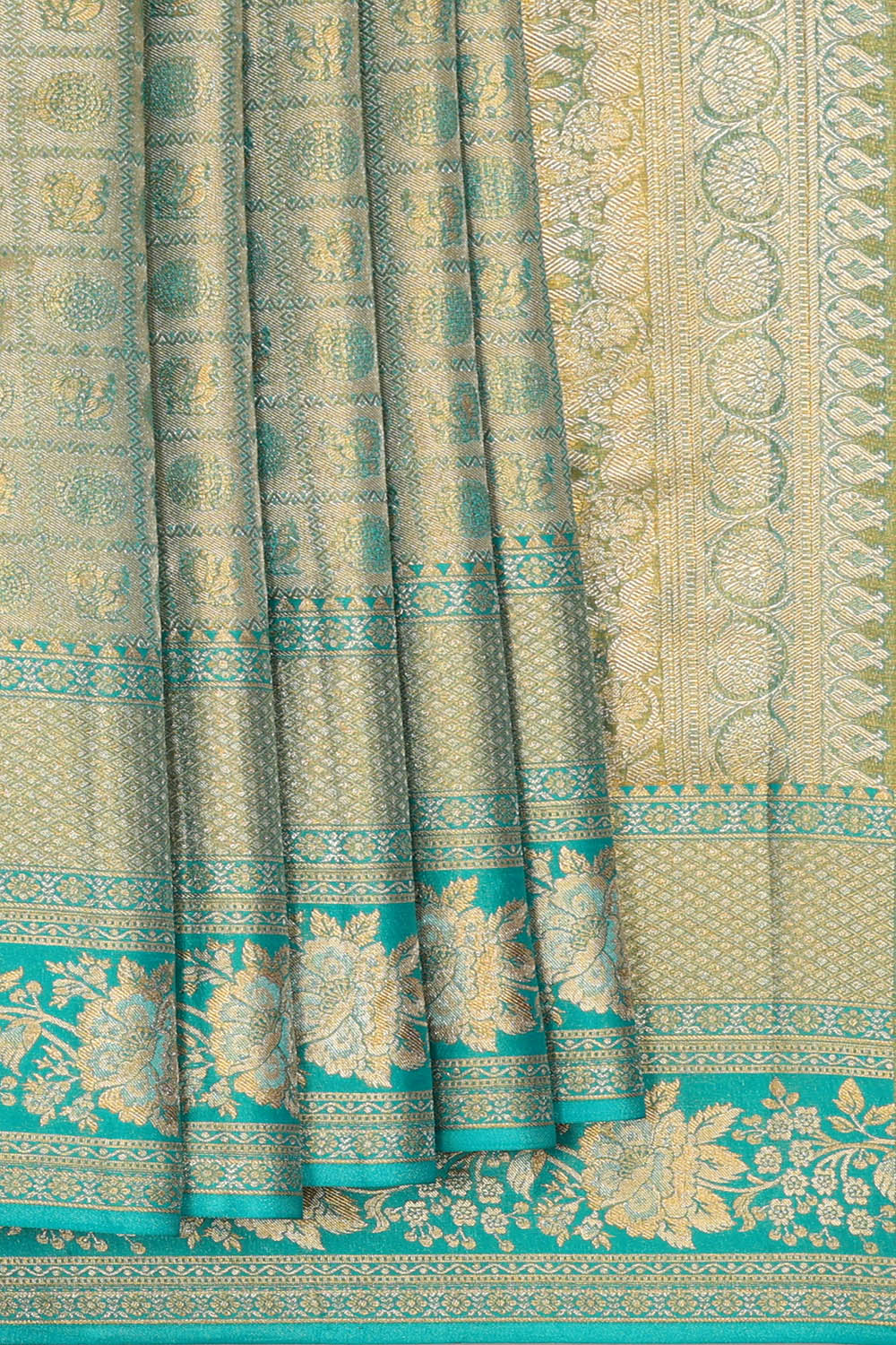 Image of Kanchipattu Blue Tissu Brocade Saree