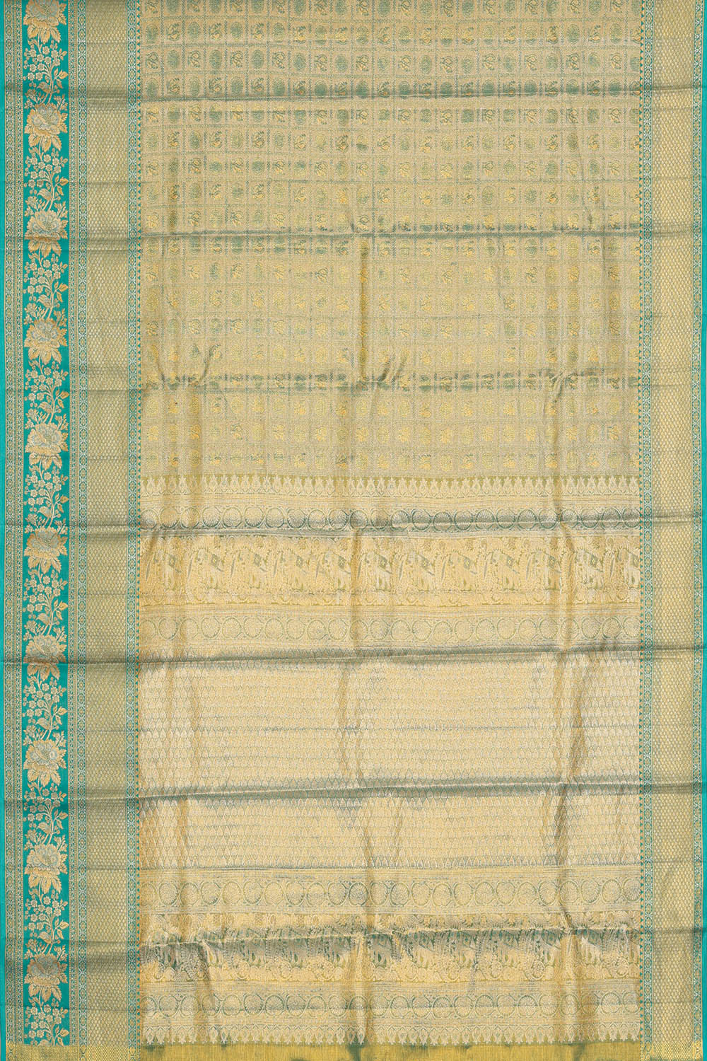 Image of Kanchipattu Blue Tissu Brocade Saree
