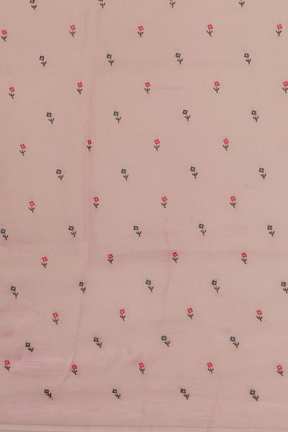 Image of Pink Kota Embroidery Cotton-Silk Saree