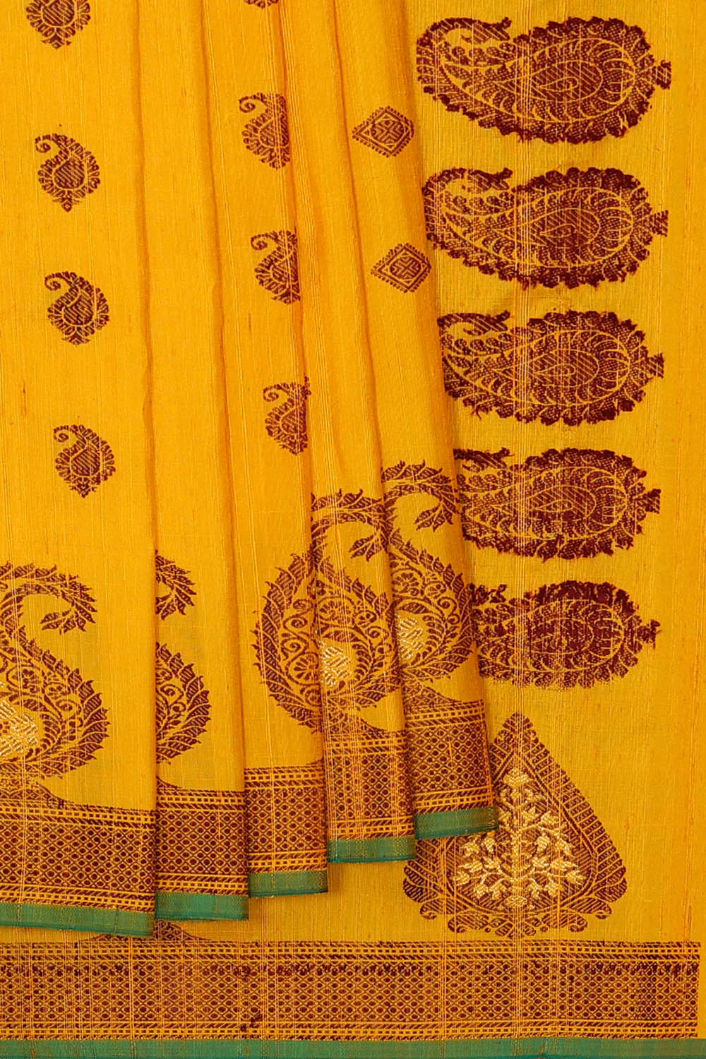 Image of Mustard Gadwal Silk Saree