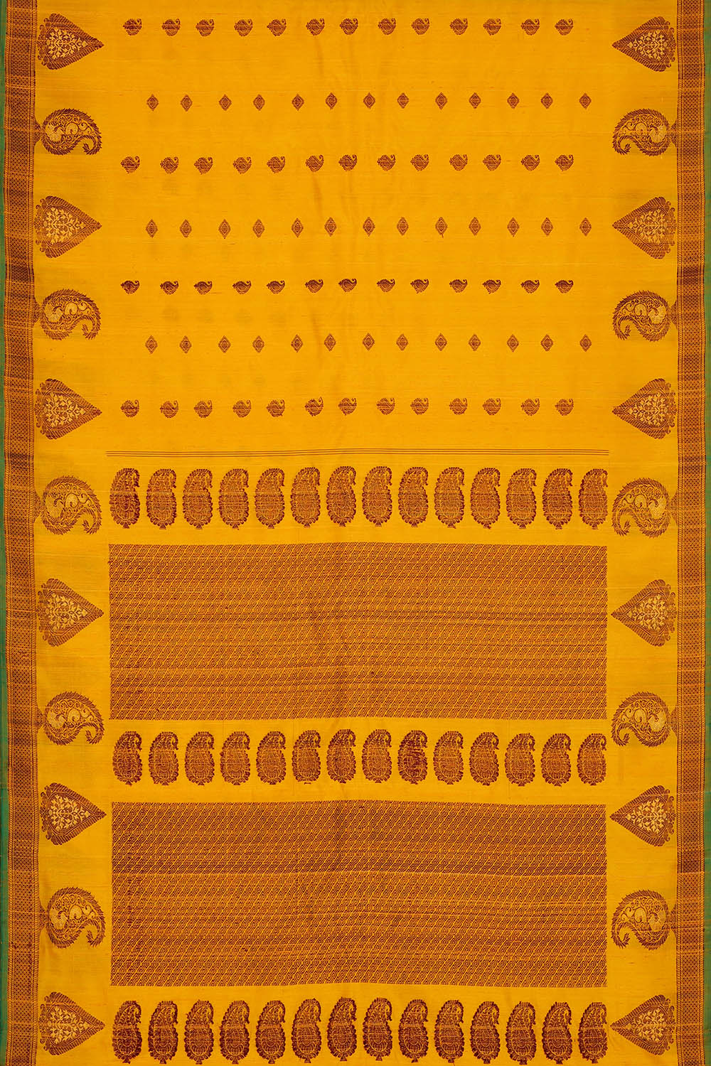 Image of Mustard Gadwal Silk Saree