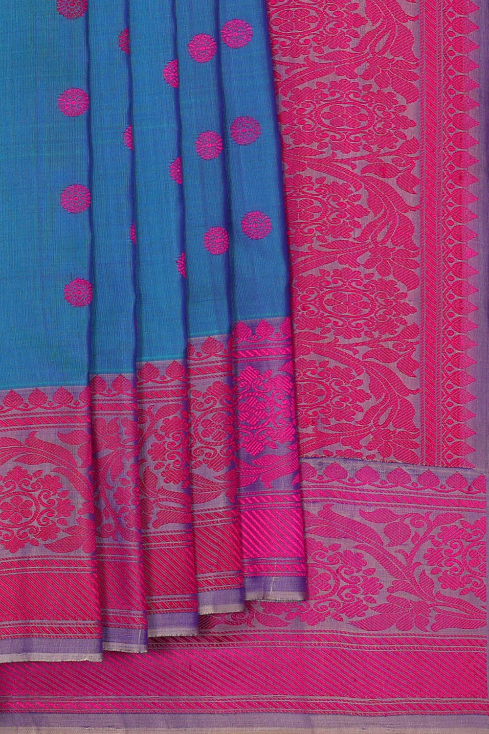 Image of Blue Gadwal Silk Saree