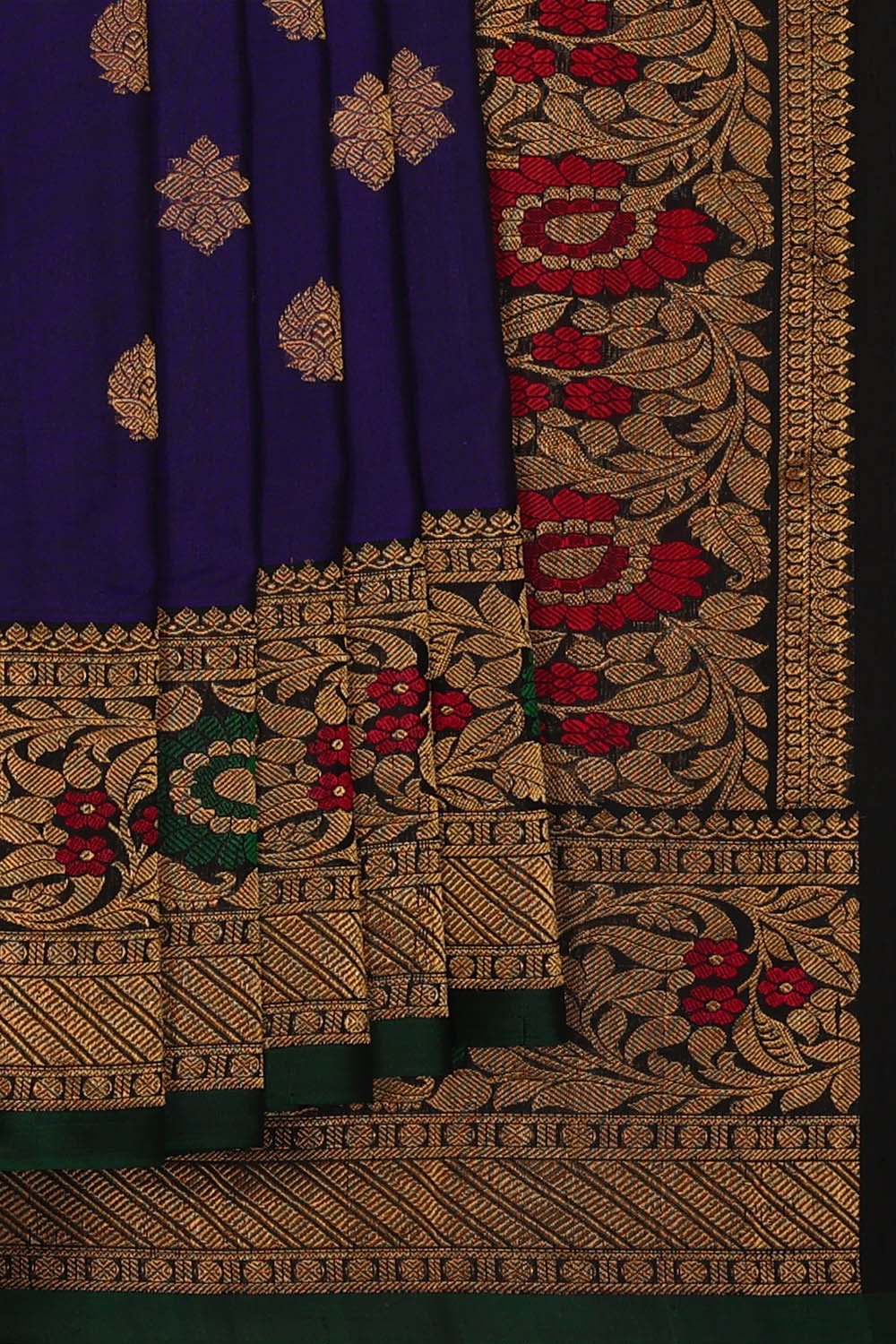 Image of Navy Blue Gadwal Silk Saree
