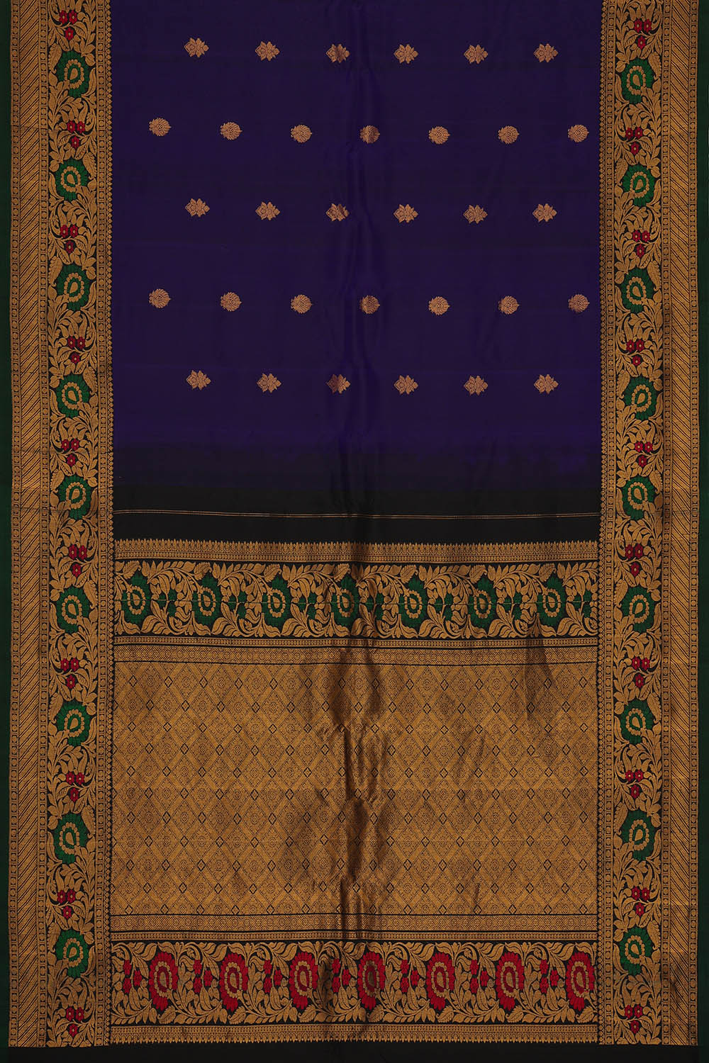 Image of Navy Blue Gadwal Silk Saree