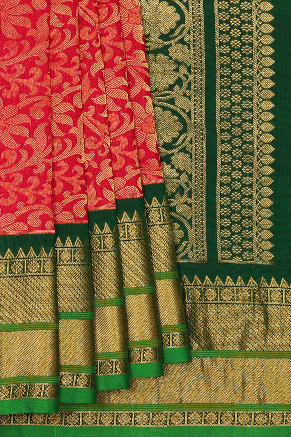 Image of Red Gadwal Silk Saree