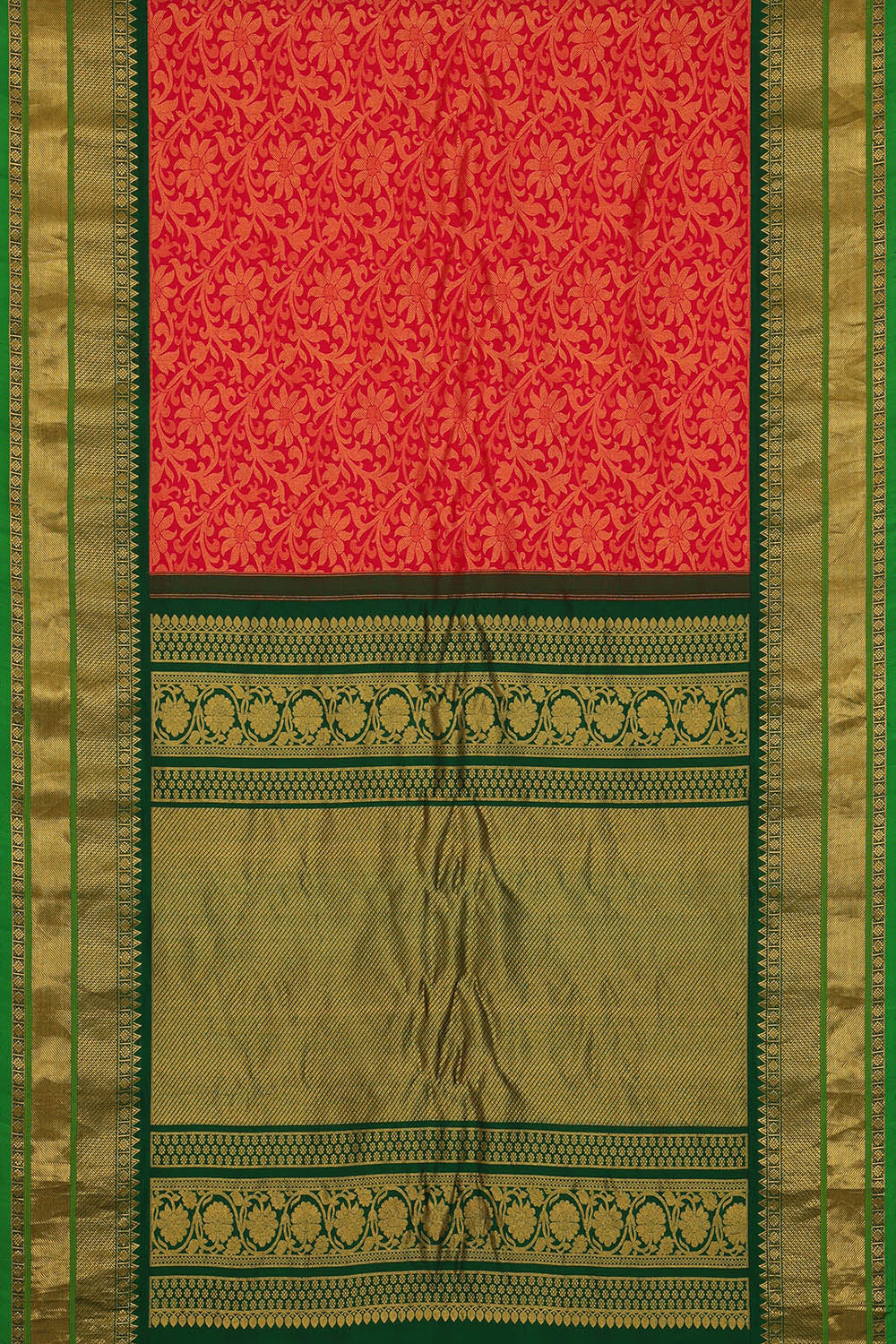 Image of Red Gadwal Silk Saree