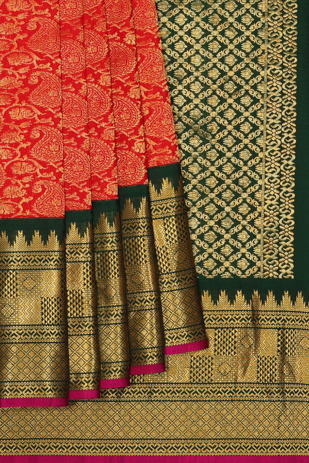 Image of Red Gadwal Silk Saree