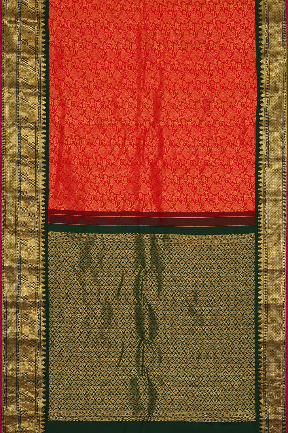 Image of Red Gadwal Silk Saree