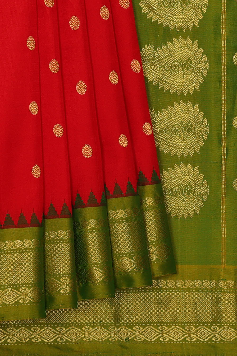 Image of Red Gadwal Silk Saree