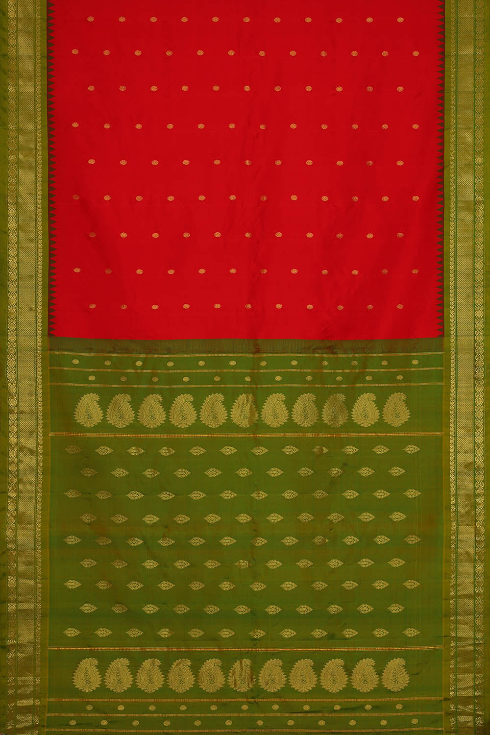 Image of Red Gadwal Silk Saree