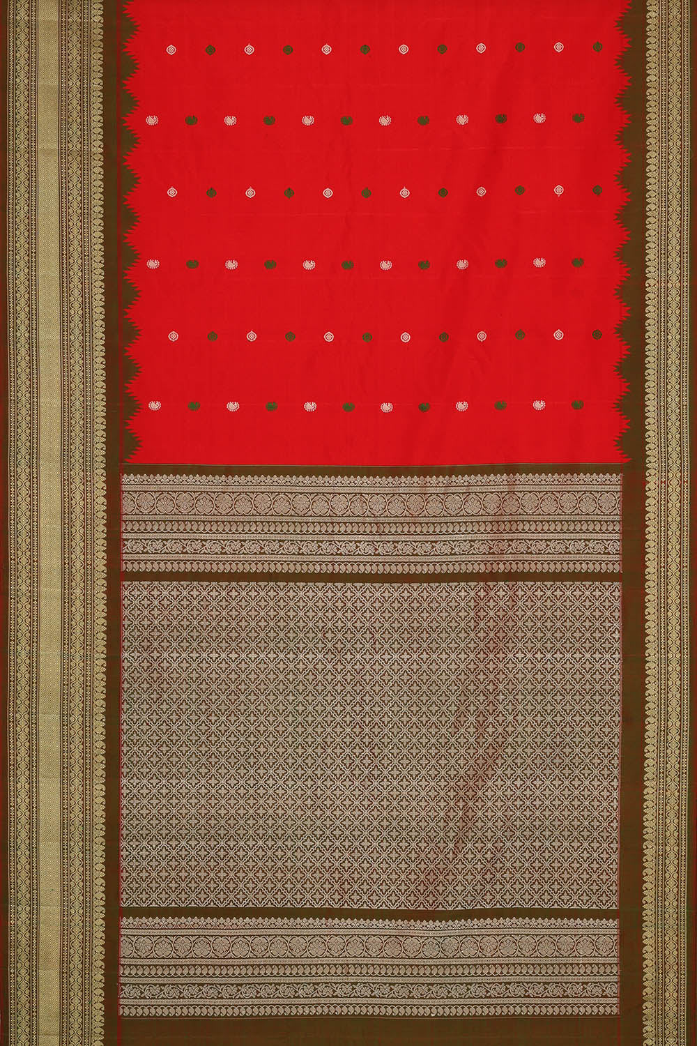 Image of Red Gadwal Silk Saree