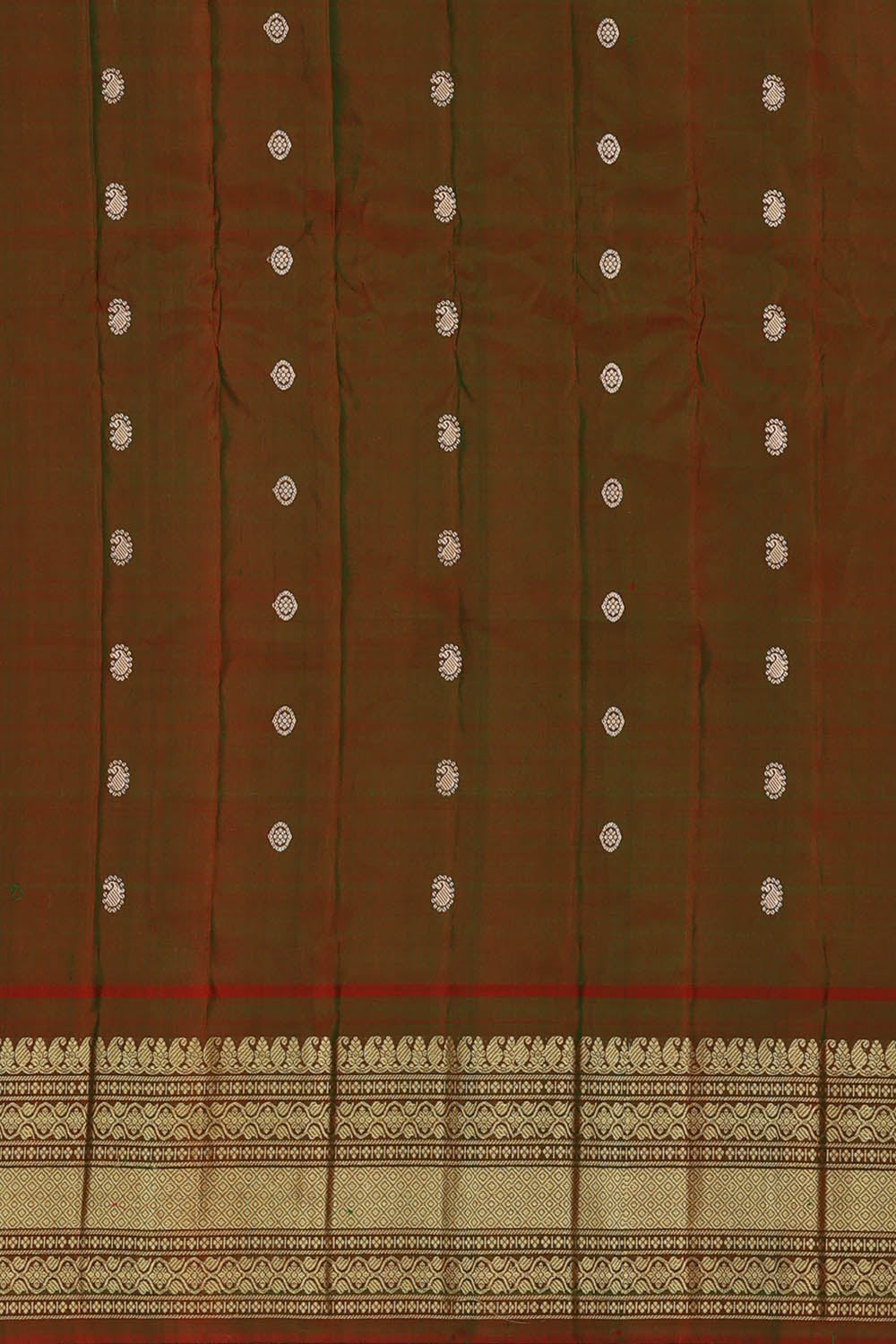 Image of Red Gadwal Silk Saree