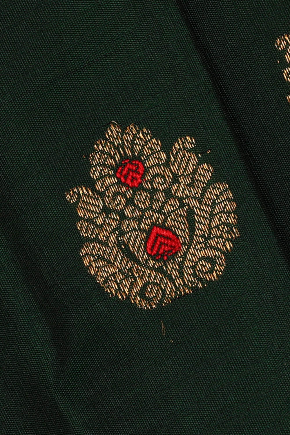 Image of Bottle Green Gadwal Silk Saree