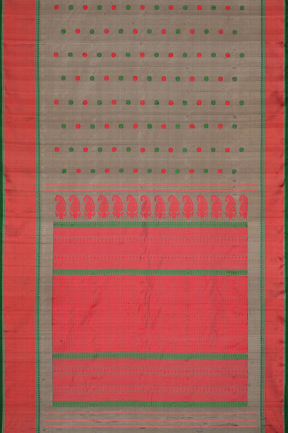 Image of Grey Gadwal Silk Kattam Saree