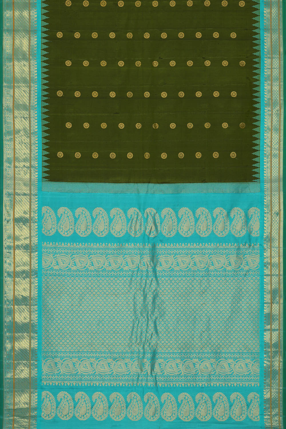 Image of Bottle Green Gadwal Silk Saree
