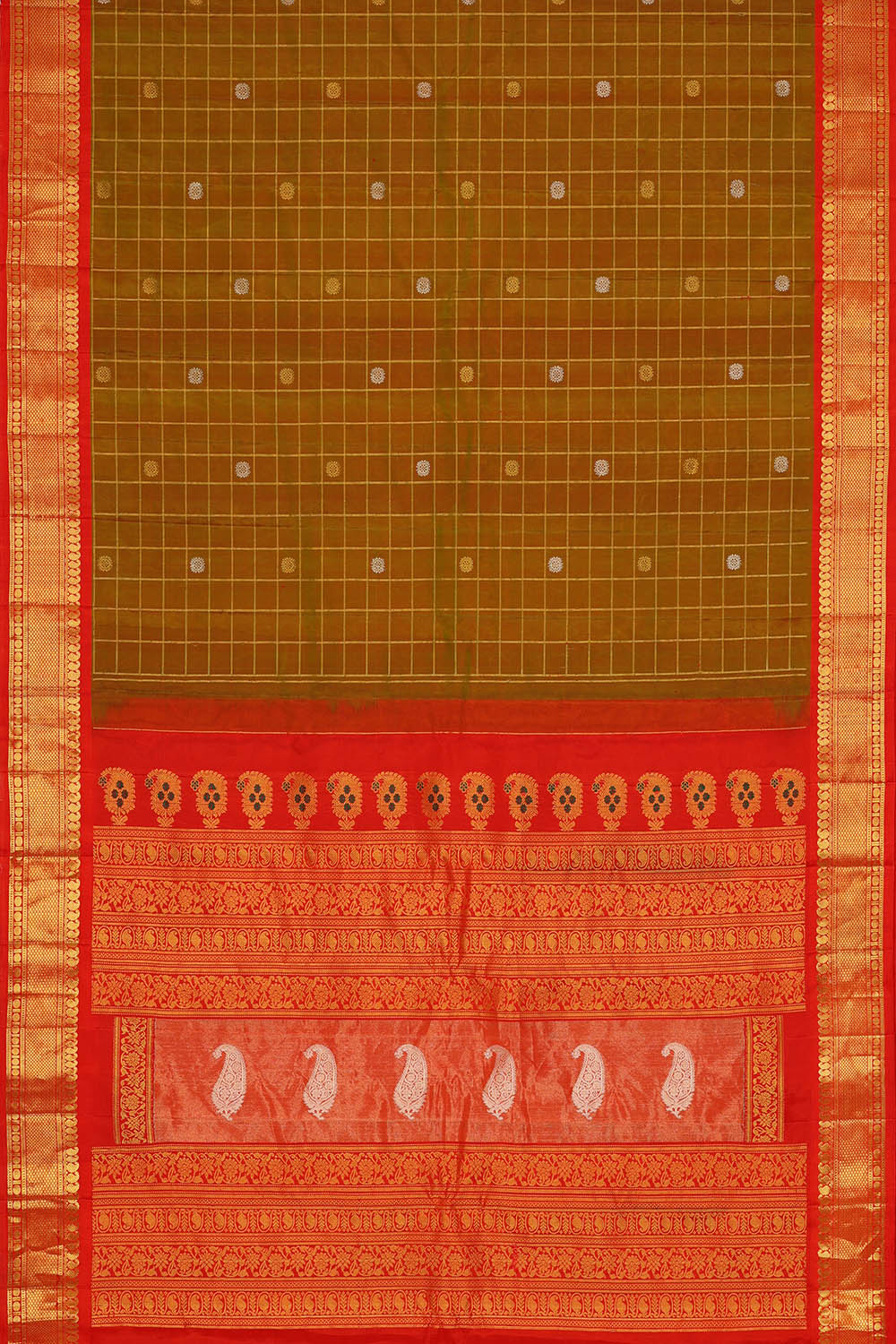 Image of Moss-Green Gadwal Silk Saree