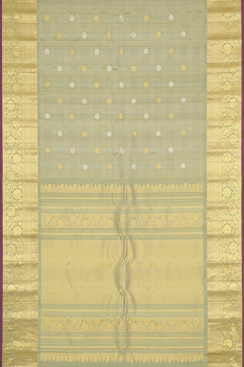 Image of Grey Gadwal Silk Kattam Pattern Saree