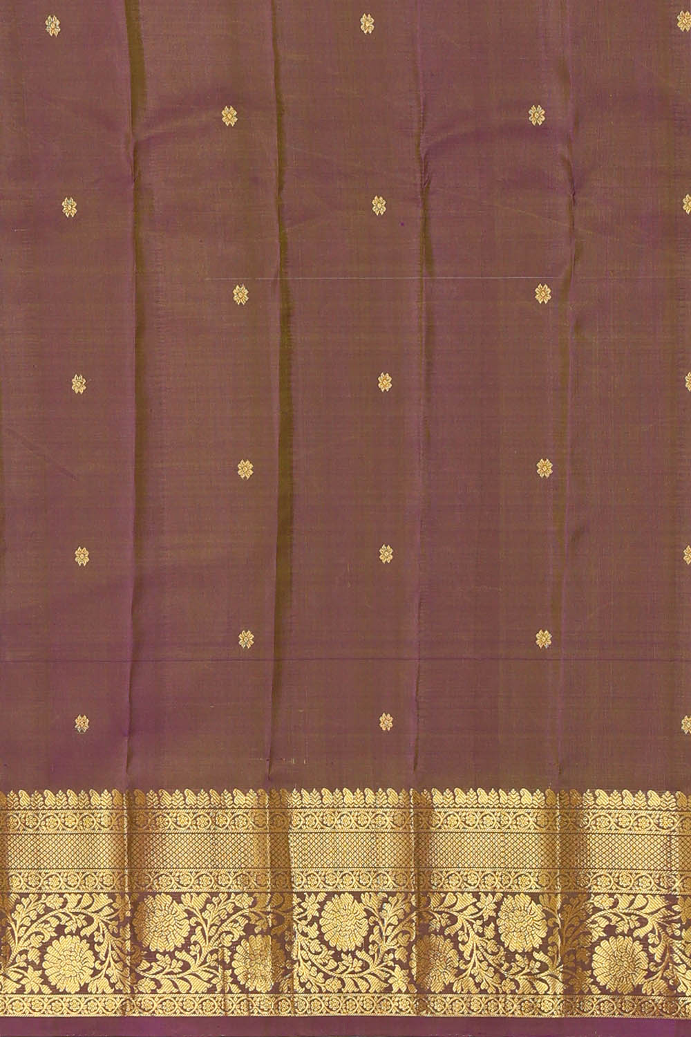 Image of Grey Gadwal Silk Kattam Pattern Saree