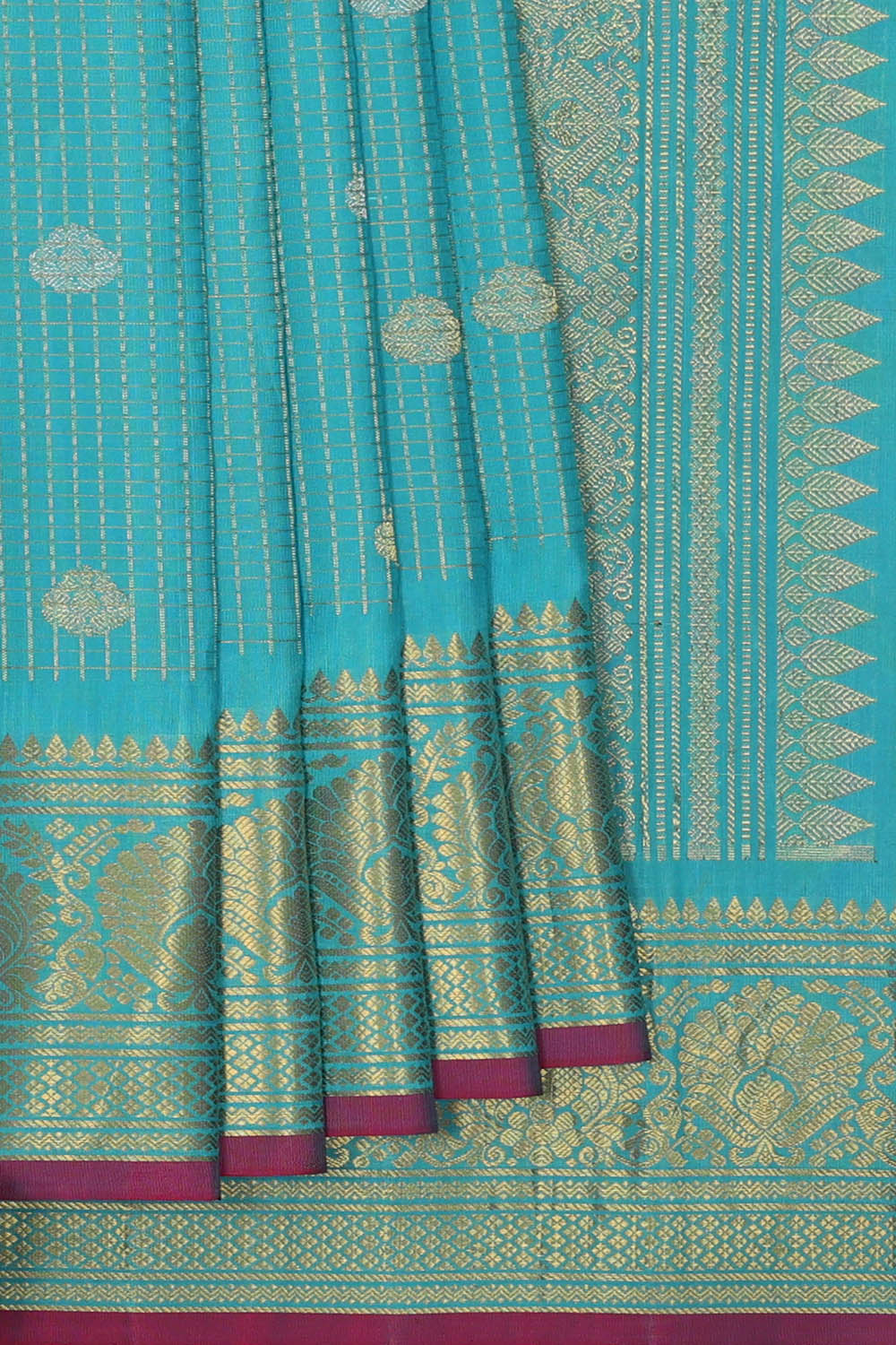 Image of Blue Gadwal Silk Saree