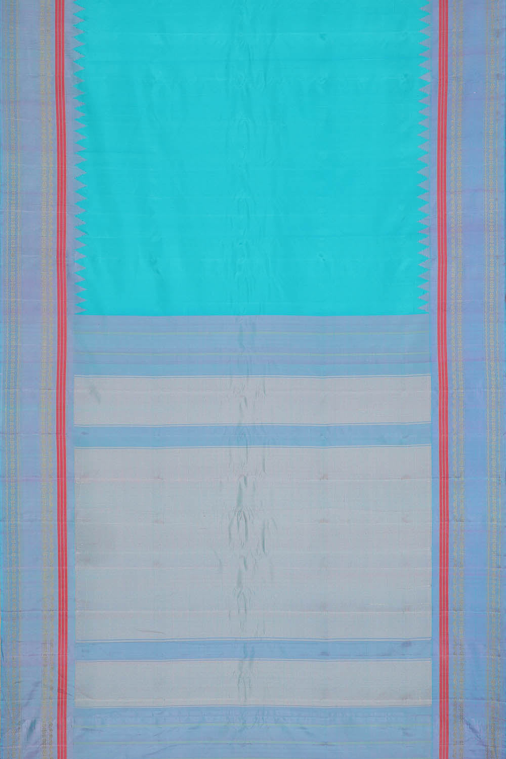 Image of Sea Blue Gadwal Silk Saree