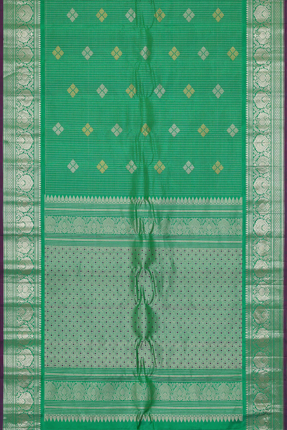 Image of Green Gadwal Silk Saree