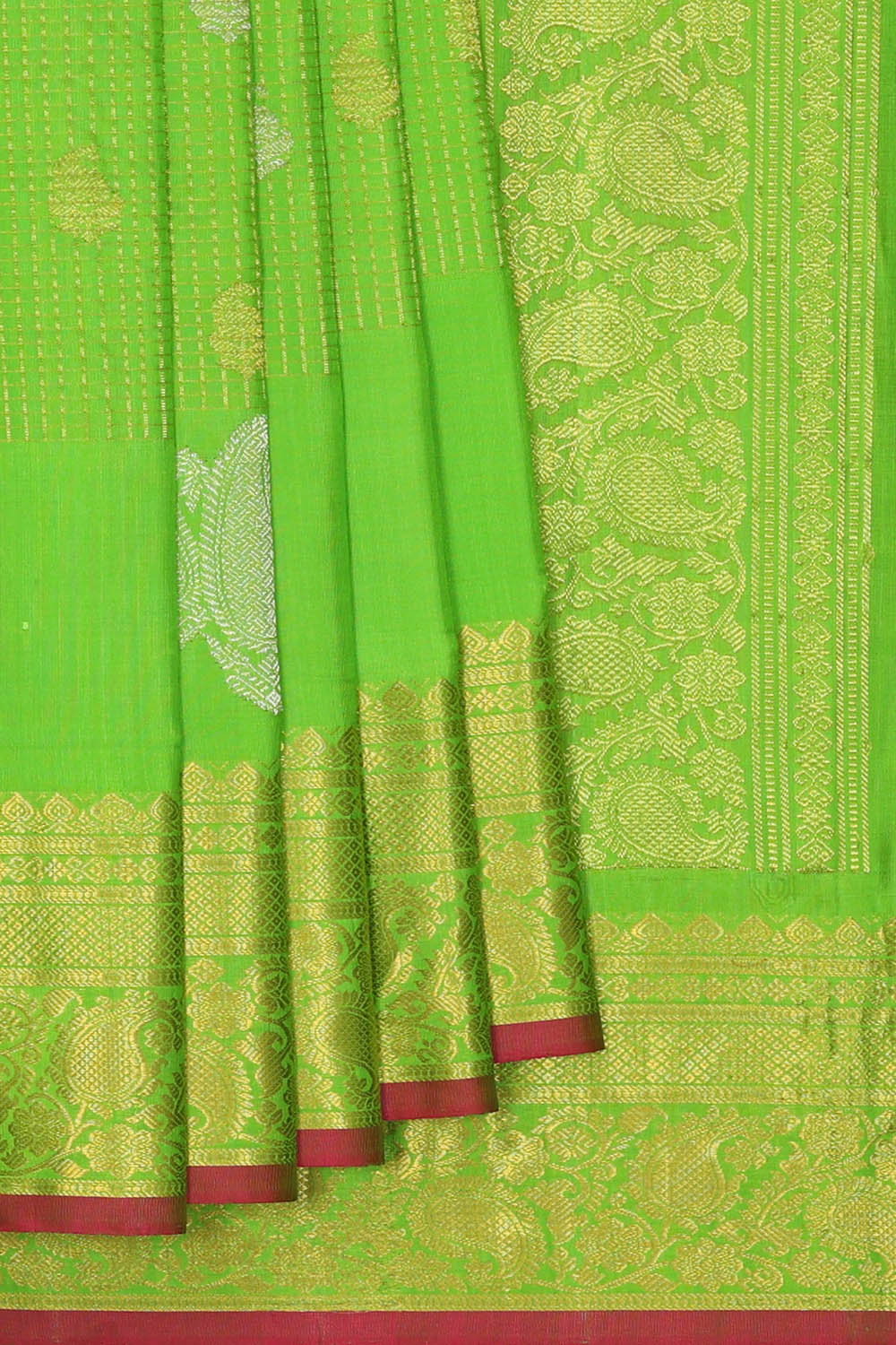 Image of Green Gadwal Silk Saree