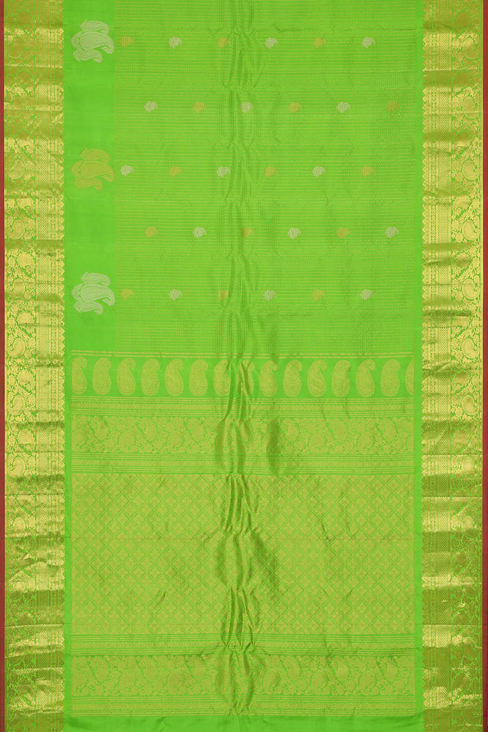 Image of Green Gadwal Silk Saree