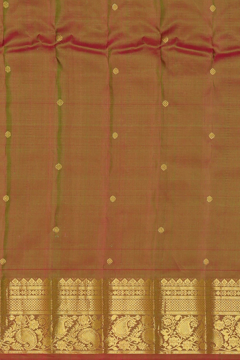 Image of Green Gadwal Silk Saree