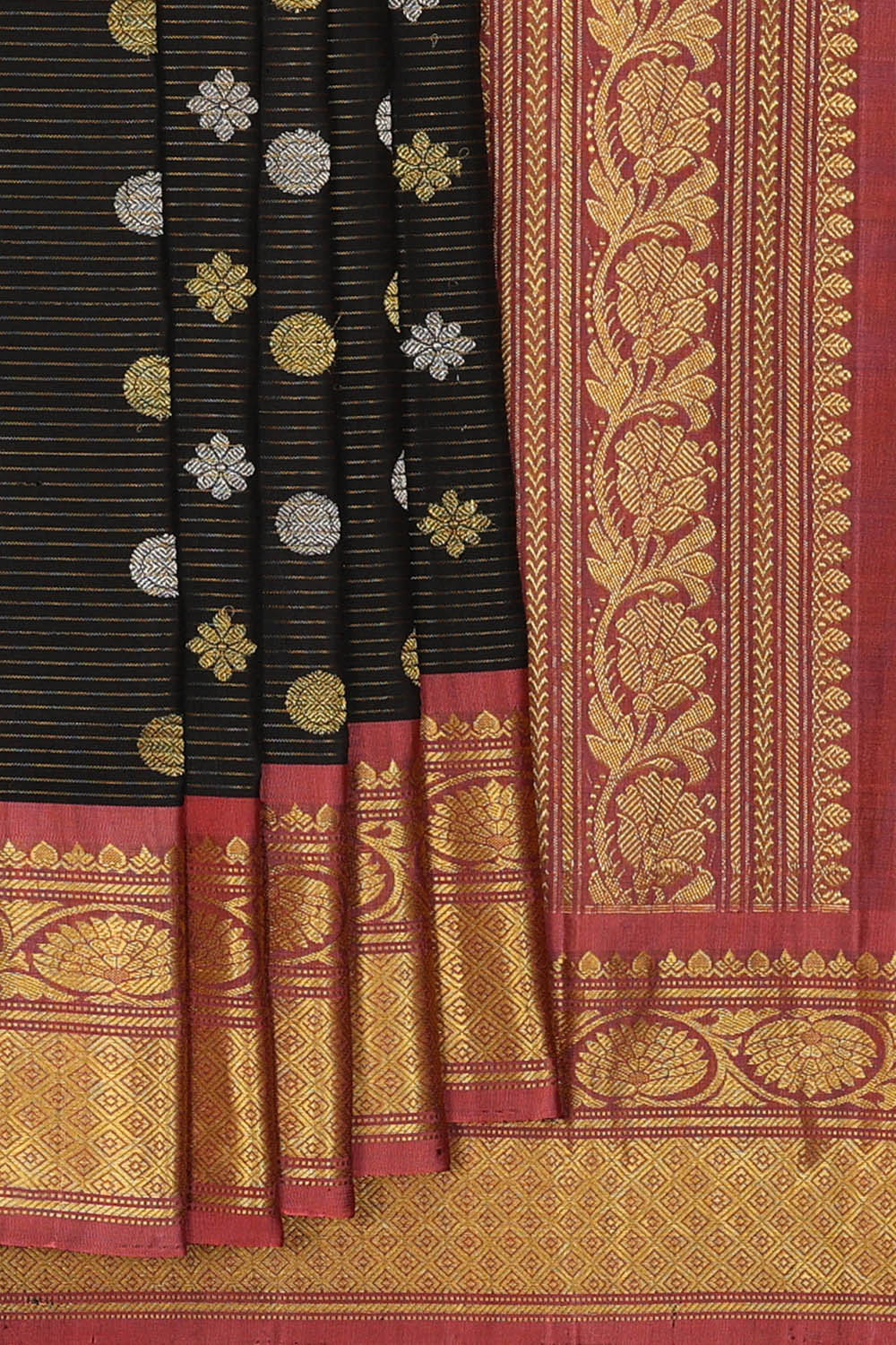Image of Black Gadwal Silk Saree